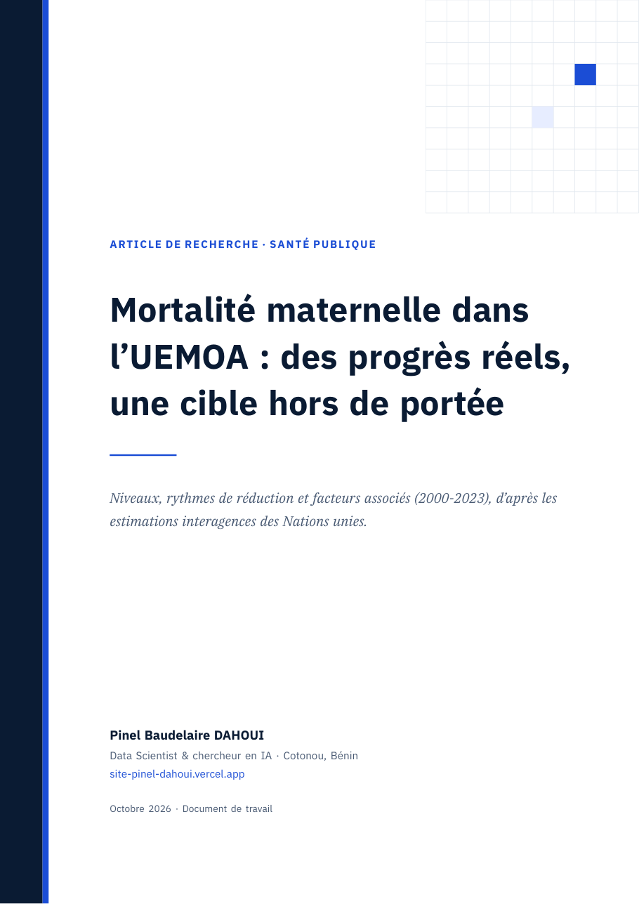 Page de couverture de l’article « Mortalité maternelle dans l’UEMOA : des progrès réels, une cible hors de portée »